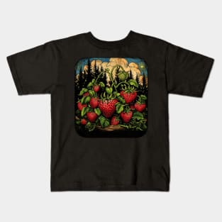 Retro Strawberry Plants Strawberries Lovers Kids T-Shirt